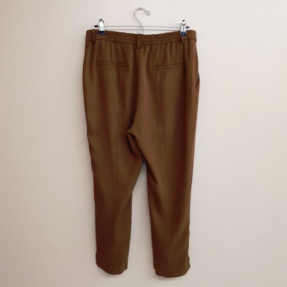 ZARA Slim Fit Tapered Office Trouser with Stretch Waist in Warm Olive Brown - Picture 2 of 4